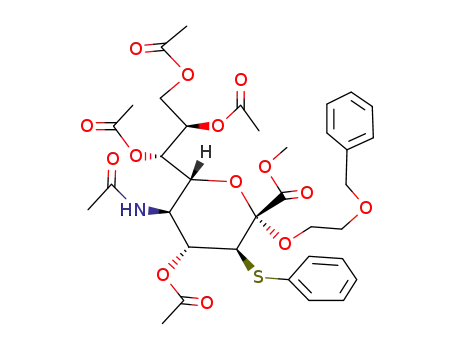 methyl <2-(benzyloxy)ethyl 5-acetamido-4,7,8,9-tetra-O-acetyl-5-deoxy-3-S-phenyl-3-thio-D-erythro-L-gluco-2-nonulopyranosid>onate