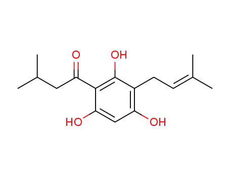 Molecular Structure of 54614-64-1 (1-Butanone, 3-methyl-1-[2,4,6-trihydroxy-3-(3-methyl-2-butenyl)phenyl]-)