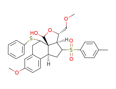 (4bS,6aS,7S,9aS)-2-Methoxy-7-methoxymethyl-10-phenylsulfanyl-6-(toluene-4-sulfonyl)-5,6,6a,7,10,11-hexahydro-4bH-8-oxa-pentaleno[1,6a-a]naphthalen-9-ol