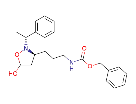 Molecular Structure of 118743-76-3 (3(S)-(4-Benzyloxycarbonylaminobutyl)-N-<(R)-(-)-α-methylbenzyl>isoxazolidin-5-ol)