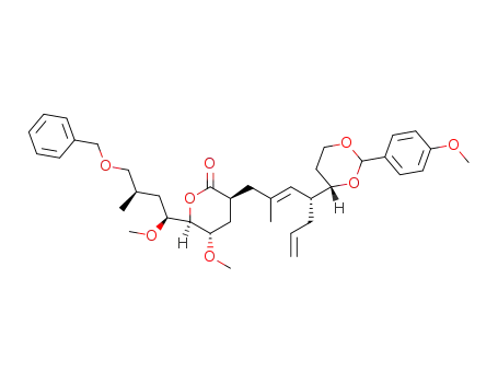 (3S,5S,6R)-6-((1S,3R)-4-Benzyloxy-1-methoxy-3-methyl-butyl)-5-methoxy-3-{(E)-(R)-4-[(S)-2-(4-methoxy-phenyl)-[1,3]dioxan-4-yl]-2-methyl-hepta-2,6-dienyl}-tetrahydro-pyran-2-one