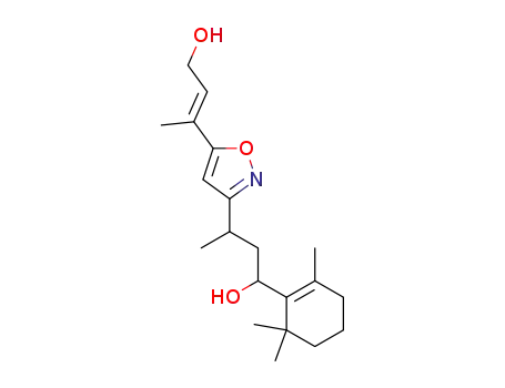 Molecular Structure of 125316-30-5 (3-<3-(2,6,6-trimethyl-1-cyclohexen-1-yl)-3-hydroxy-1-methyl-1-propyl>-5-<(E)-3-hydroxy-1-methyl-1-propenyl>-isoxazole)