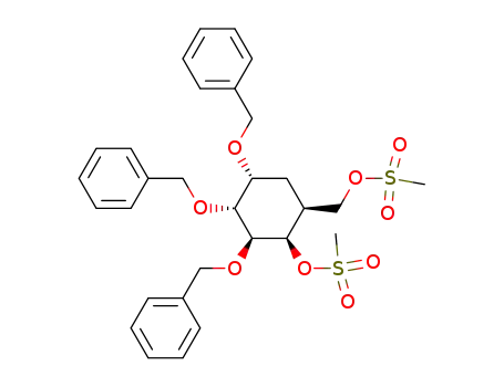 Molecular Structure of 125258-16-4 (DL-(1,2/3,4,5)-1,2,3-tri-O-benzyl-4-O-methanesulfonyl-5-methanesulfonyloxymethyl-1,2,3,4-cyclohexanetetrol)