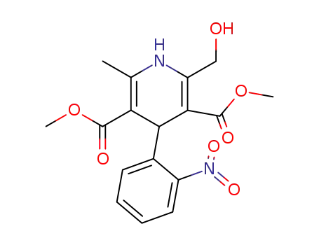 Molecular Structure of 67448-35-5 (3,5-Pyridinedicarboxylic acid,
1,4-dihydro-2-(hydroxymethyl)-6-methyl-4-(2-nitrophenyl)-, dimethyl
ester)
