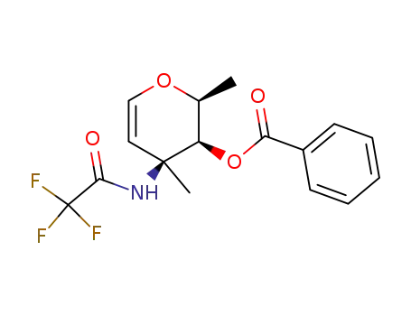 Molecular Structure of 95087-02-8 (1,5-anhydro-4-O-benzoyl-2,3,6-trideoxy-3-C-methyl-3-trifluoroacetamido-L-lyxo-hex-1-enitol)
