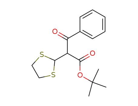 Molecular Structure of 120809-30-5 (2-[1,3]Dithiolan-2-yl-3-oxo-3-phenyl-propionic acid tert-butyl ester)