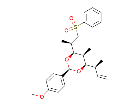 1,2,3,5,7,8-hexadeoxy-4,6-O-(R)-(p-methoxybenzylidene)-3,5,7-tri-C-methyl-8-C-phenylsulfonyl-L-glycero-L-ido-oct-1-enitol