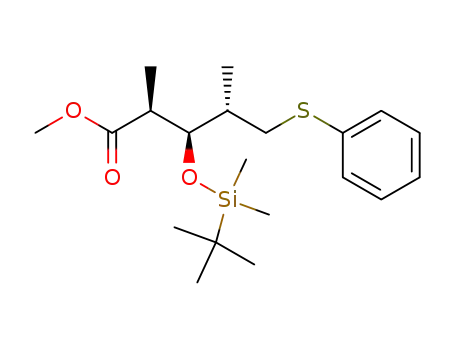 Molecular Structure of 116776-76-2 ((2S,3S,4S)-3-(tert-Butyl-dimethyl-silanyloxy)-2,4-dimethyl-5-phenylsulfanyl-pentanoic acid methyl ester)