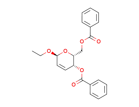 Molecular Structure of 56932-85-5 (ethyl 4,6-di-O-benzoyl-2,3-dideoxy-α-D-threo-hex-2-enopyranoside)