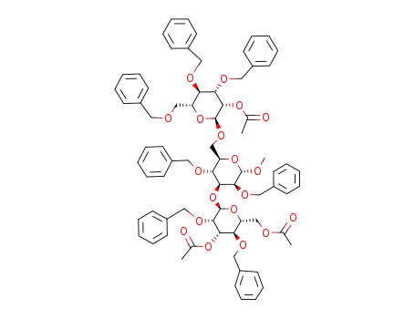 methyl 6-O-(2-O-acetyl-3,4,6-tri-O-benzyl-α-D-mannopyranosyl)-2,4-di-O-benzyl-3-O-(3,6-di-O-acetyl-2,4-di-O-benzyl-α-D-mannopyranosyl)-α-D-mannopyranoside