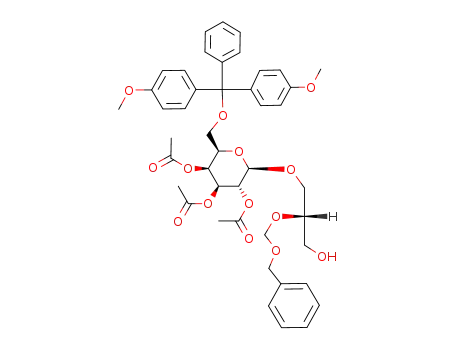 Acetic acid (2R,3S,4S,5R,6R)-4,5-diacetoxy-6-((S)-2-benzyloxymethoxy-3-hydroxy-propoxy)-2-[bis-(4-methoxy-phenyl)-phenyl-methoxymethyl]-tetrahydro-pyran-3-yl ester