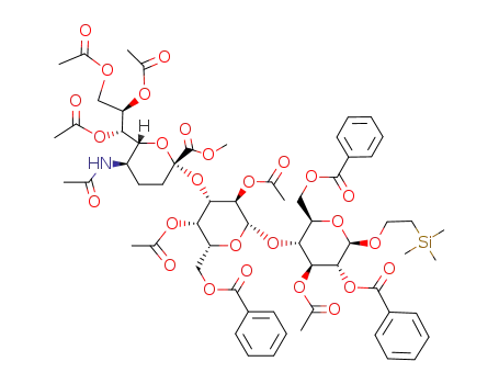 2-(trimethylsilyl)ethyl O-(methyl 5-acetamido-7,8,9-tri-O-acetyl-3,4,5-trideoxy-α-D-manno-2-nonulopyranosylonate)-(2->3)-O-(2,4-di-O-acetyl-6-O-benzoyl-β-D-galactopyranosyl)-(1->4)-3-O-acetyl-2,6-di-O-benzoyl-β-D-glucopyranoside