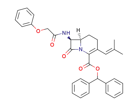 (6R,7S)-3-(2-Methyl-propenyl)-8-oxo-7-(2-phenoxy-acetylamino)-1-aza-bicyclo[4.2.0]oct-2-ene-2-carboxylic acid benzhydryl ester