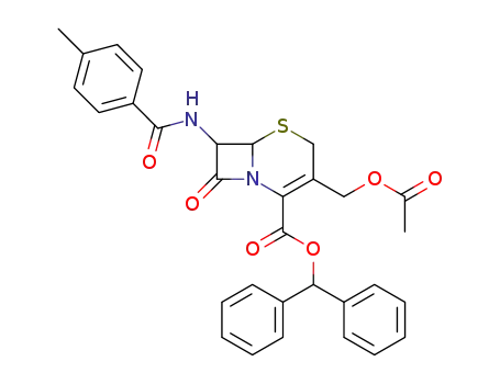 3-Acetoxymethyl-7-(4-methyl-benzoylamino)-8-oxo-5-thia-1-aza-bicyclo[4.2.0]oct-2-ene-2-carboxylic acid benzhydryl ester