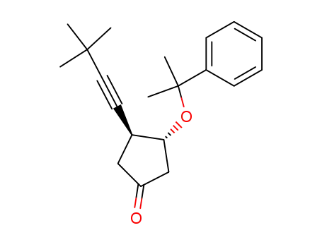Molecular Structure of 66530-00-5 (Cyclopentanone,
3-(3,3-dimethyl-1-butynyl)-4-(1-methyl-1-phenylethoxy)-, (3R,4S)-rel-)