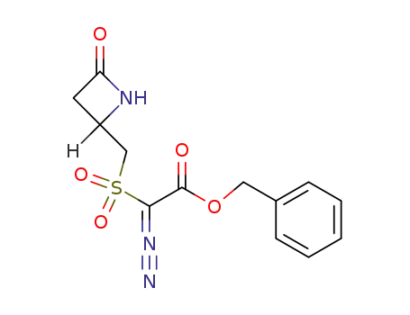 Molecular Structure of 88517-49-1 (Acetic acid, diazo[[(4-oxo-2-azetidinyl)methyl]sulfonyl]-, phenylmethyl
ester)