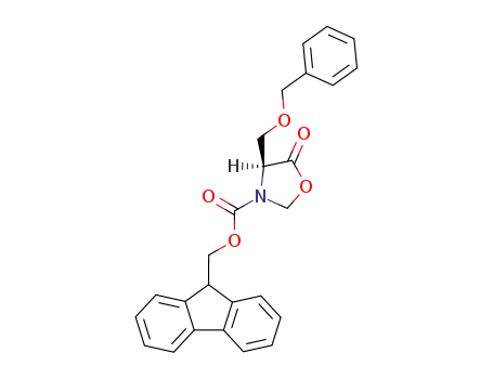 Molecular Structure of 84000-04-4 ((4S)-4-<(benzyloxy)methyl>-3-(9-fluorenylmethyloxycarbonyl)-5-oxooxazolidine)