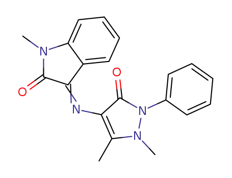 Molecular Structure of 81926-67-2 (2H-Indol-2-one,
3-[(2,3-dihydro-1,5-dimethyl-3-oxo-2-phenyl-1H-pyrazol-4-yl)imino]-1,3-
dihydro-1-methyl-)