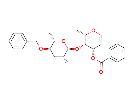 Benzoic acid (2S,3R,4S)-3-((2S,3R,5R,6S)-5-benzyloxy-3-iodo-6-methyl-tetrahydro-pyran-2-yloxy)-2-methyl-3,4-dihydro-2H-pyran-4-yl ester