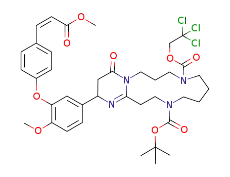 2-{4-Methoxy-3-[4-((Z)-2-methoxycarbonyl-vinyl)-phenoxy]-phenyl}-4-oxo-3,4,6,7,9,10,11,12,14,15-decahydro-2H,5H-1,4a,8,13-tetraaza-benzocyclotridecene-8,13-dicarboxylic acid 13-tert-butyl ester 8-(2,2,2-trichloro-ethyl) ester