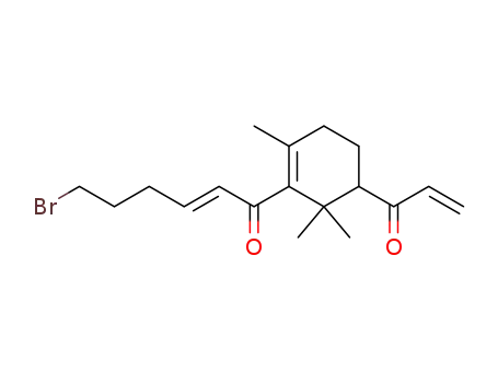 Molecular Structure of 144067-46-9 (2-Hexen-1-one,
6-bromo-1-[2,6,6-trimethyl-5-(1-oxo-2-propenyl)-1-cyclohexen-1-yl]-,
(E)-)