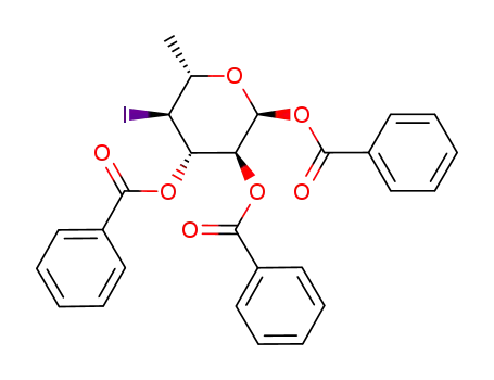 Molecular Structure of 132867-78-8 (1,2,3-TRI-O-BENZOYL-4-DEOXY-ALPHA-L-FUCOPYRANOSE)