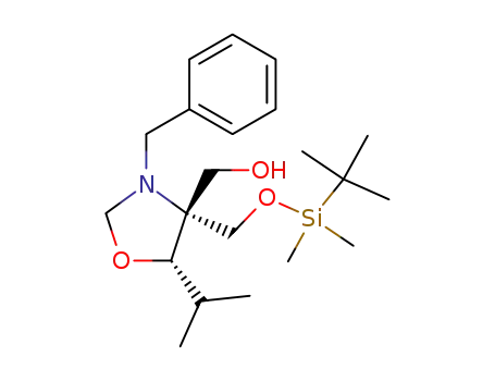 Molecular Structure of 145452-01-3 ((4R,5S)-N-Benzyl-4-(t-butyldimethylsilyloxymethyl)-4-hydroxymethyl-5-isopropyloxazoladine)