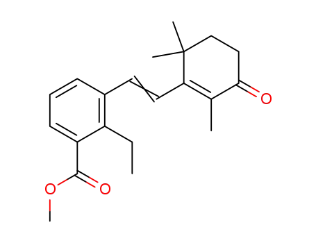 Molecular Structure of 136063-26-8 (methyl 2-ethyl-3-<2-(2',6',6'-trimethyl-3'-oxocyclohex-1-enyl)vinyl>benzoate)