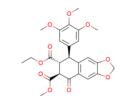 Molecular Structure of 134302-94-6 (3-ethyl 2-methyl rel-(2R,3S,4R)-6,7-methylenedioxy-1-oxo-4-(3,4,5-trimethoxyphenyl)-1,2,3,4-tetrahydronaphthalene-2,3-dicarboxylate)