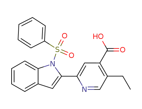 Molecular Structure of 115438-95-4 (2-(1-Benzenesulfonyl-1H-indol-2-yl)-5-ethyl-isonicotinic acid)