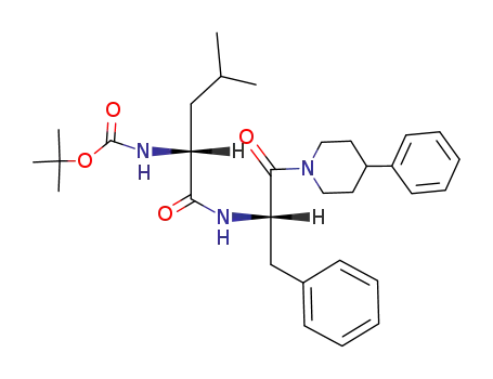 Molecular Structure of 137005-62-0 ({(R)-1-[(S)-1-Benzyl-2-oxo-2-(4-phenyl-piperidin-1-yl)-ethylcarbamoyl]-3-methyl-butyl}-carbamic acid tert-butyl ester)