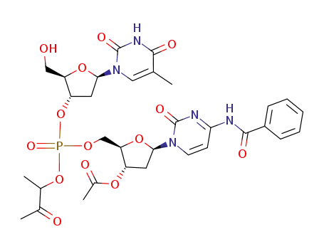 Acetic acid (2R,3S,5R)-5-(4-benzoylamino-2-oxo-2H-pyrimidin-1-yl)-2-[[(2R,3S,5R)-2-hydroxymethyl-5-(5-methyl-2,4-dioxo-3,4-dihydro-2H-pyrimidin-1-yl)-tetrahydro-furan-3-yloxy]-(1-methyl-2-oxo-propoxy)-phosphoryloxymethyl]-tetrahydro-furan-3-yl ester