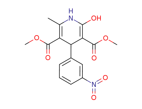 Molecular Structure of 107610-28-6 (2-hydroxy-3,5-bis(methoxycarbonyl)-6-methyl-4-(3-nitrophenyl)-1,4-dihydropyridine)