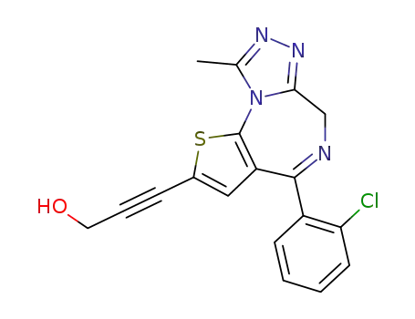 Molecular Structure of 132464-59-6 (3-[4-(2-Chlorophenyl)-9-methyl-6H-thieno[3,2-f][1,2,4]triazolo[4,3-a][1,4]diazepin-2-yl]-2-propyn-1-ol)