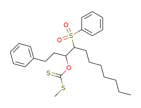 Dithiocarbonic acid O-(2-benzenesulfonyl-1-phenethyl-nonyl) ester S-methyl ester