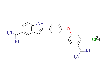1H-Indole-5-carboximidamide,
2-[4-[4-(aminoiminomethyl)phenoxy]phenyl]-, dihydrochloride