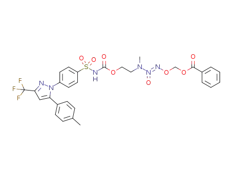 (Z)-7-methyl-1,11-dioxo-1-phenyl-11-(4-(5-(p-tolyl)-3-(trifluoromethyl)-1H-pyrazol-1-yl)phenylsulfonamido)-2,4,10-trioxa-5,6,7-triazaundec-5-ene 6-oxide