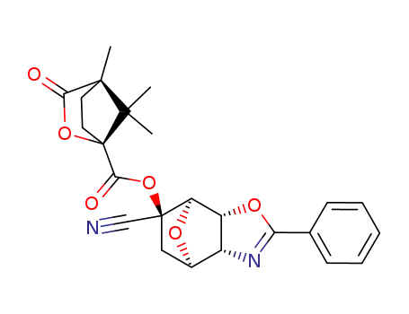 Molecular Structure of 157506-26-8 ((1R,2R,6R,7R,9S)-<9-exo-cyano-4-phenyl-3,10-dioxa-5-azatricyclo<5.2.1.0<sup>2,6</sup>>dec-4-en-2-endo-yl(1S)-camphanate>)