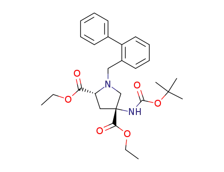 (2R,4R) diethyl-4-(tert-butyloxycarbonylamino)-1-(2-phenylbenzyl)pyrrolidine-2,4-dicarboxylate