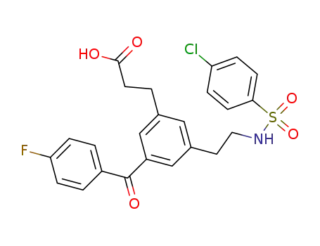 3-[2-[(4-chlorophenyl)sulphonylamino]ethyl]-5-(4-fluorobenzoyl)benzenepropanoic acid