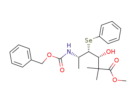 Molecular Structure of 177274-52-1 ((3R,4S,5S)-5-Benzyloxycarbonylamino-3-hydroxy-2,2-dimethyl-4-phenylselanyl-hexanoic acid methyl ester)