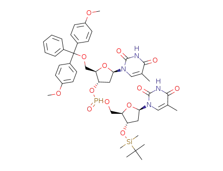 Molecular Structure of 133471-17-7 (5'-O-(4,4'-dimethoxytrityl)thymidin-3'-yl 3'-O-(tert-butyldimethylsilyl)thymidin-5'-yl H-phosphonate)