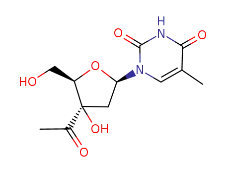Molecular Structure of 220928-43-8 (1-(3-C-acetyl-2-deoxy-β-D-threo-pentofuranosyl)thymine)