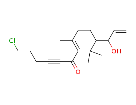 Molecular Structure of 216978-21-1 (1-(6-Chloro-1-oxohex-2-ynyl)-5-(1-hydroxyprop-2-enyl)-2,6,6-trimethylcyclohex-1-ene)