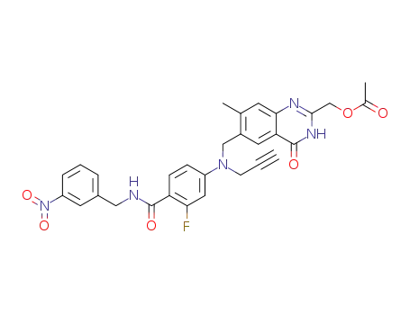 Acetic acid 6-({[3-fluoro-4-(3-nitro-benzylcarbamoyl)-phenyl]-prop-2-ynyl-amino}-methyl)-7-methyl-4-oxo-3,4-dihydro-quinazolin-2-ylmethyl ester