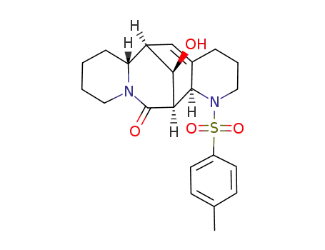 Molecular Structure of 220384-61-2 ((6R,7R,13R,14R,15S)-14-hydroxy-1-(p-toluenesulfonyl)-tetradecahydro-6,13-methano-dipyrido<1,2-a;3',2'-e>azocin-12-one)