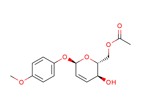 Molecular Structure of 197449-37-9 (p-methoxyphenyl 6-O-acetyl-2,3-dideoxy-α-D-erythro-hex-2-enopyranoside)
