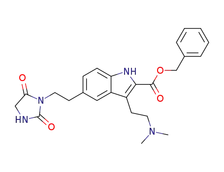 Molecular Structure of 191864-53-6 (benzyl 3-<2-(dimethylamino)ethyl>-5-<2-(2,5-dioxo-1-imidazolidinyl)ethyl>-1H-indole-2-carboxylate)