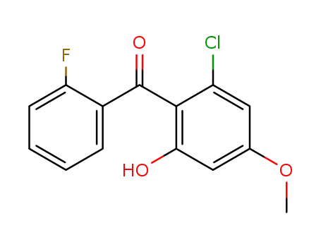 Molecular Structure of 72482-27-0 (Methanone, (2-chloro-6-hydroxy-4-methoxyphenyl)(2-fluorophenyl)-)