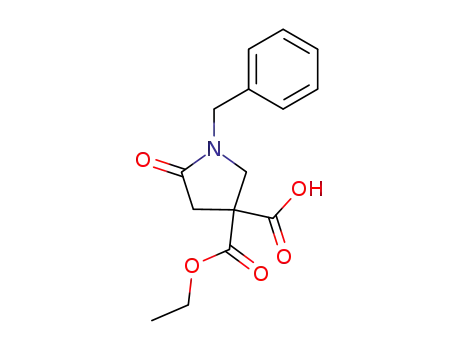Molecular Structure of 162686-34-2 (1-BENZYL-3-(ETHOXYCARBONYL)-5-OXOPYRROLIDINE-3-CARBOXYLIC ACID)